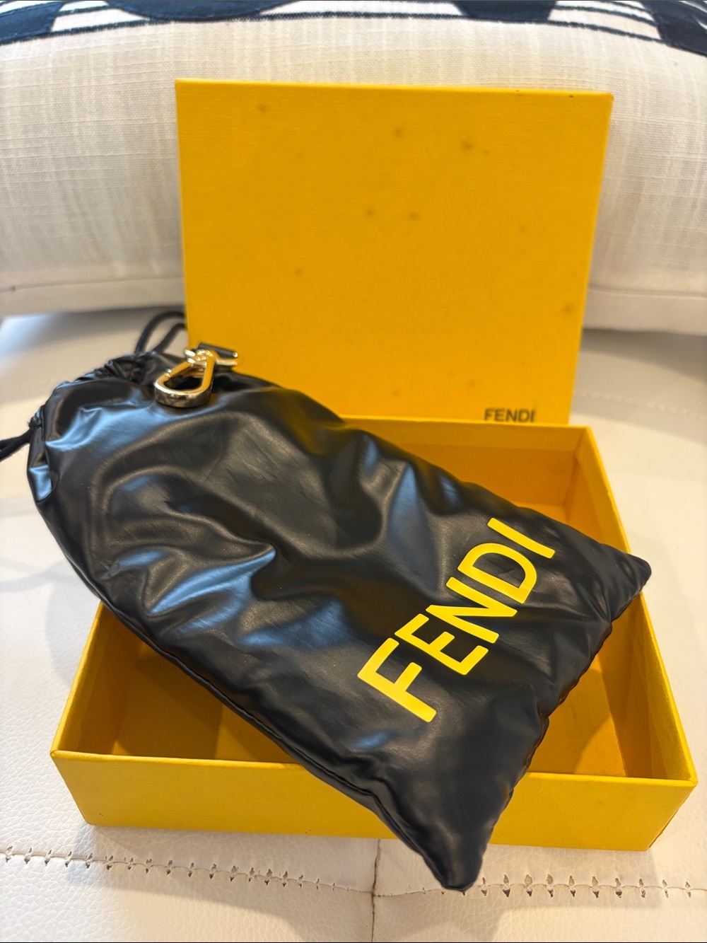 New Fendi Soft Glasses Makeup Pouch Case with Yellow Logo